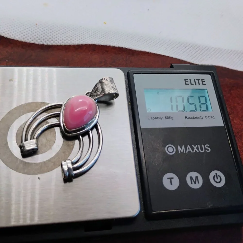 Handmade Sterling Silver Pink Conch Shell Naja Pendant Southwest Cowgirl - Picture 5 of 6